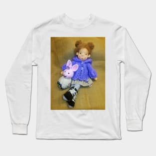 Summer and Her Bunny Bundle - A Knitninja Creation Long Sleeve T-Shirt